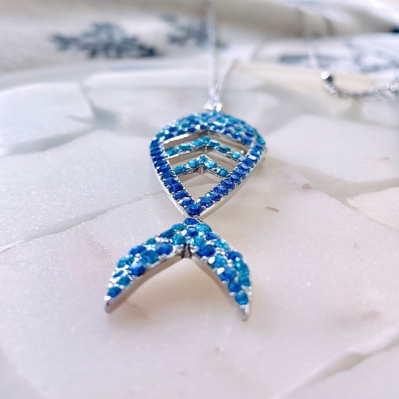 INC Long Pave Fish Pendant Necklace - Picture 8 of 11